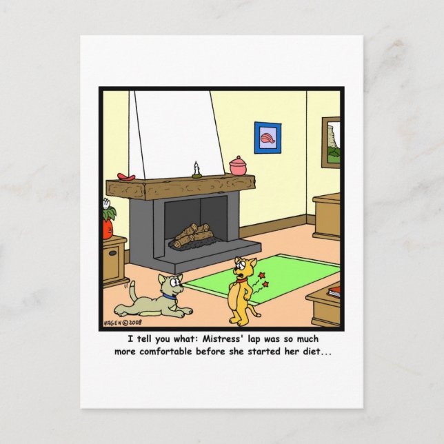 Diet: Cat Cartoon Postcard (Front)