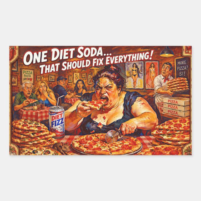 “Diet Delusions” – A Portrait of Self Deception Rectangular Sticker (Front)