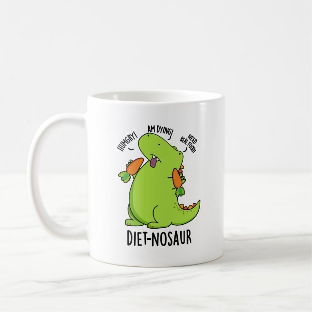 Diet-nosaur Funny Dinosaur Puns  Coffee Mug (Left)
