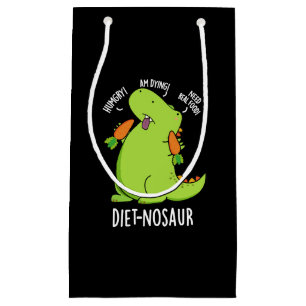 Diet-nosaur Funny Dinosaur Puns Dark BG Small Gift Bag