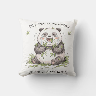 Diet Starts Tomorrow Funny Crying Panda Meme Art Cushion