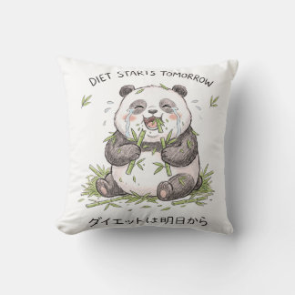 Diet Starts Tomorrow Funny Crying Panda Meme Art Cushion