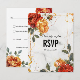 Dietary choice Marble Dreams: Orange Rose Elegance RSVP Card