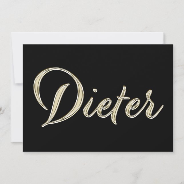Dieter Name white gold Handwriting Card (Front)