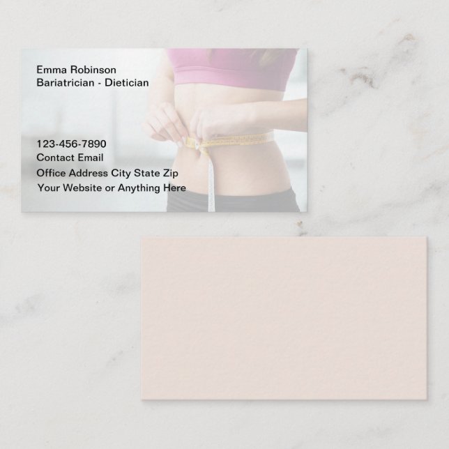Dietician Bariatrician Medical Business Cards (Front/Back)