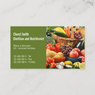 Dietician Fruit Vegetable harvest basket photo Business Card