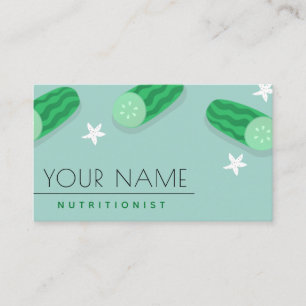 Dietician Nutritionist Food Industry Cute Cucumber Business Card