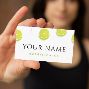 Dietician Nutritionist Green Lime Pattern Simple Business Card