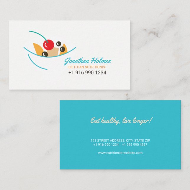 Dietician Nutritionist Healthy Food Cook Business Card (Front/Back)