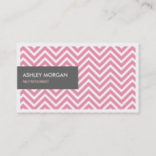 Dietician Nutritionist - Light Pink Chevron Zigzag Business Card