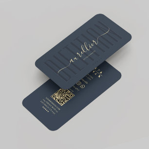 Dietician Nutritionist Monogram Modern Dark Blue Business Card