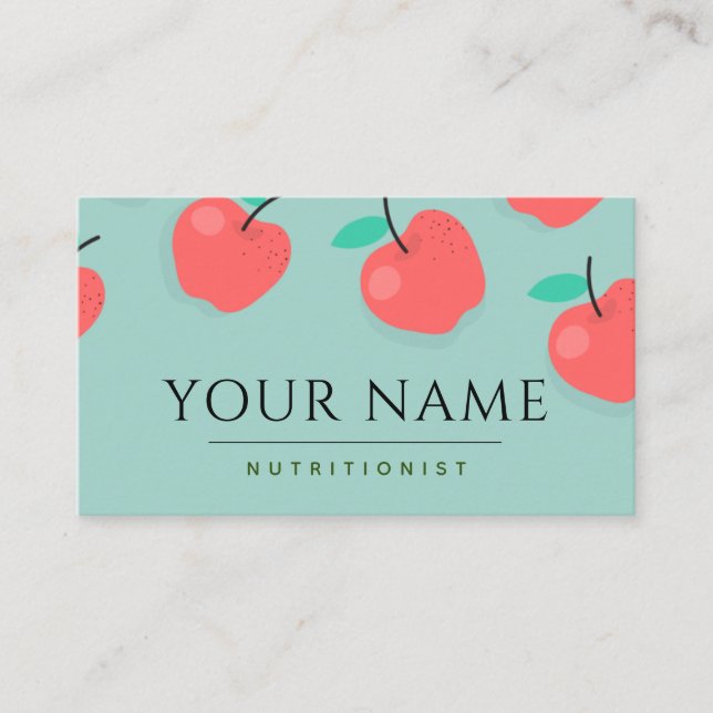 Dietician Nutritionist Red Apples Fresh Fruit  Business Card (Front)