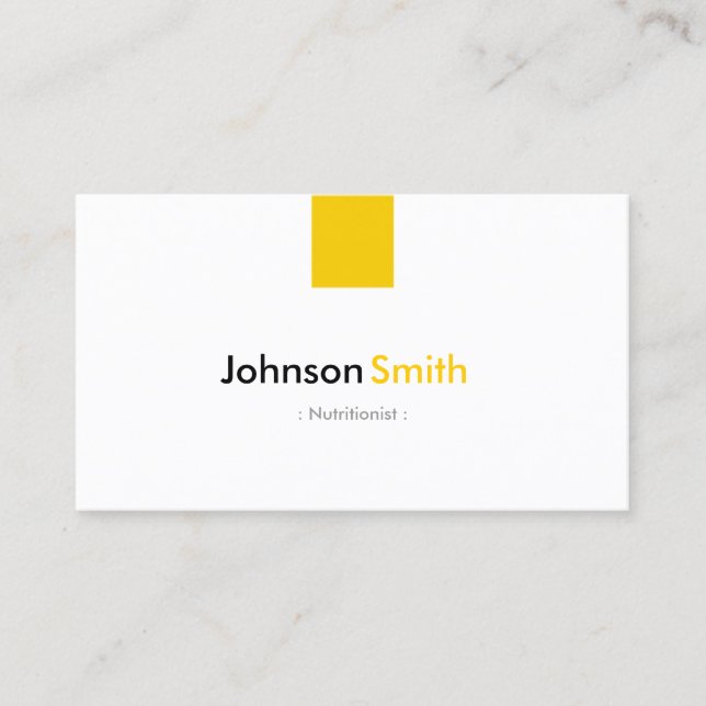 Dietician Nutritionist - Simple Amber Yellow Business Card (Front)