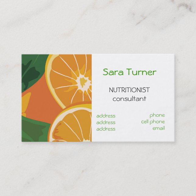 Dieticians and Nutritionists  Business Card (Front)