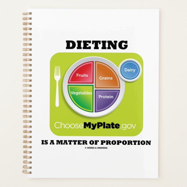 Dieting Is A Matter Of Proportion MyPlate Logo Planner (Front)