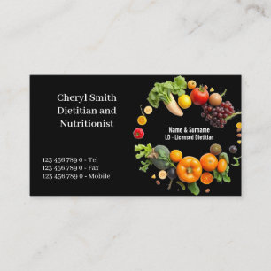 Dietitian Nutritionist fruit vegetable color photo Business Card
