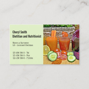 Dietitian Vegetable fruit smoothie photo Business Card