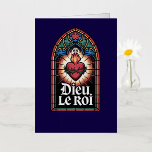 Dieu Le Roi Catholic Monarchist Sacred Heart Foil Greeting Card