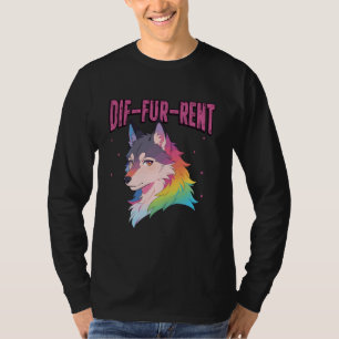 DIF-Fur-Rent Wolf Anime Furry Fursona LGBTQ Pride T-Shirt
