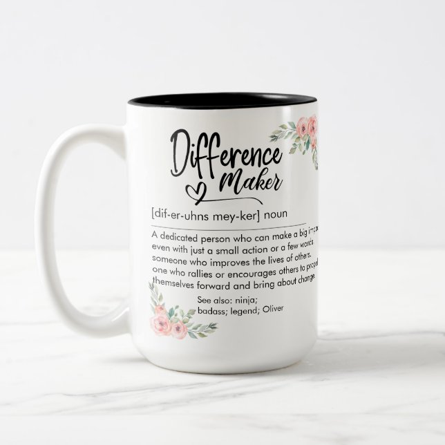 Difference Maker Definition Appreciation for her Two-Tone Coffee Mug (Left)