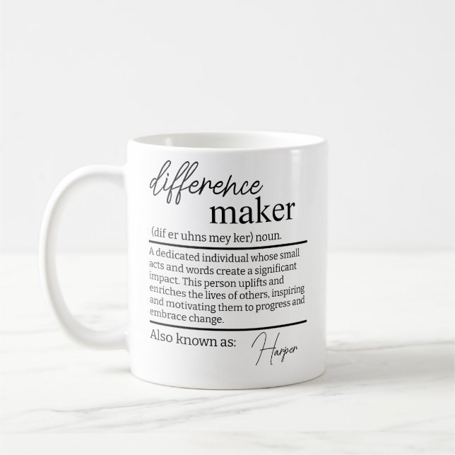 Difference Maker Mug, Personalised Difference Make Coffee Mug (Left)
