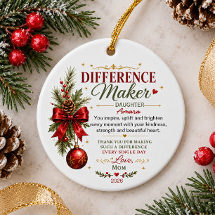 Difference Maker Personalised Appreciation Gift Ceramic Tree Decoration