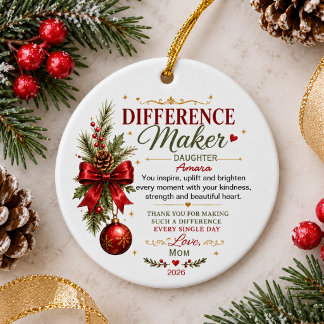 Difference Maker Personalised Appreciation Gift Ceramic Tree Decoration