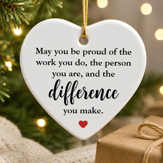 Difference You Make Appreciation Gift Heart Ceramic Tree Decoration (Creator Uploaded)