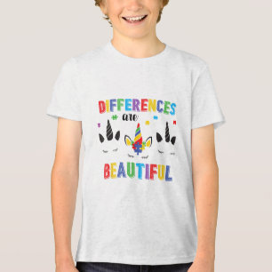Differences Are Beautiful Autism Mental Health Awa Tri-Blend Shirt