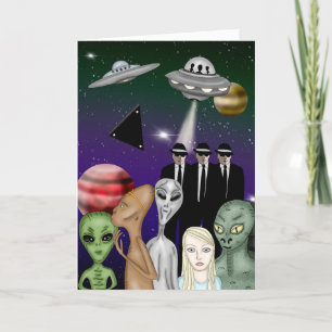 Different Alien Species, UFO, Planets Personalised Card