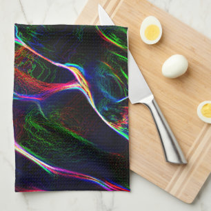 Different and strange tangle of coloured lines tea towel