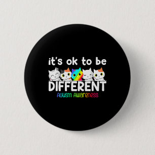 Different Autism Awareness Cat Puzzle Animal Neuro 6 Cm Round Badge