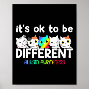 Different Autism Awareness Cat Puzzle Animal Neuro Poster