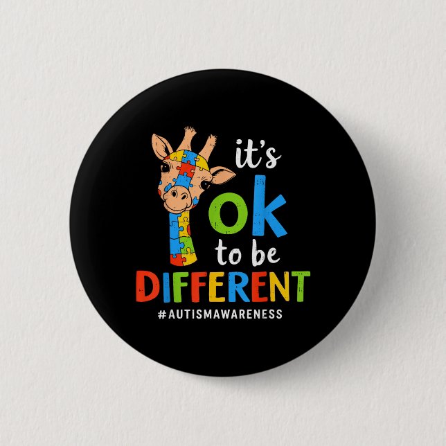 Different Autism Awareness Giraffe Puzzle Autistic 6 Cm Round Badge (Front)