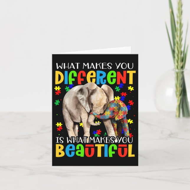 Different Beautiful Autism Awareness Puzzle Piece  Card (Front)