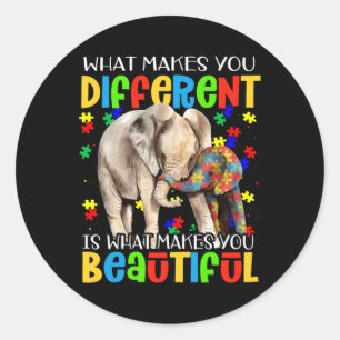 Different Beautiful Autism Awareness Puzzle Piece Classic Round Sticker