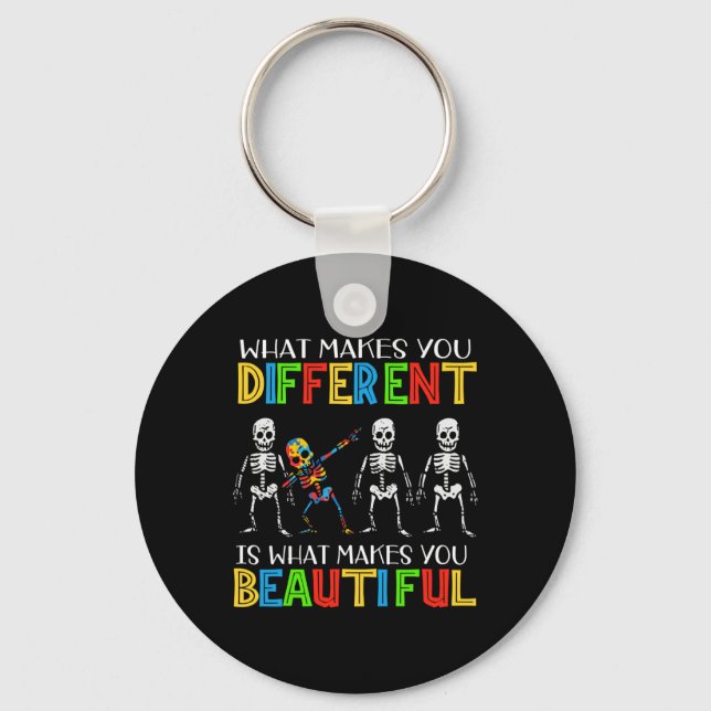 Different Beautiful Autism Awareness Puzzle Piece  Key Ring (Front)