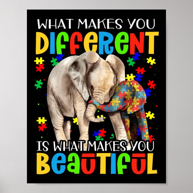 Different Beautiful Autism Awareness Puzzle Piece  Poster (Front)