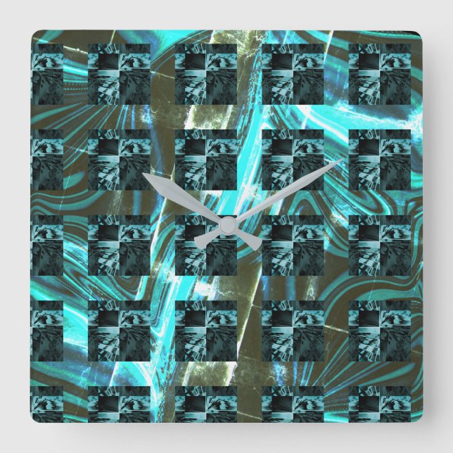 Different chess, squares or image under grid? square wall clock (Front)