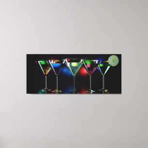 Different cocktails in martini glasses with lights canvas print