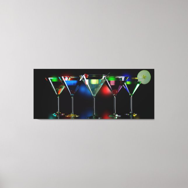 Different cocktails in martini glasses with lights canvas print (Front)