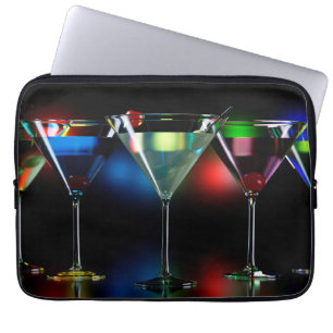 Different cocktails in martini glasses with lights laptop sleeve