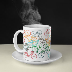 Different Colour Bicycles on a White Coffee Mug