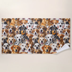 Different dog breeds beach towel