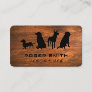 Different Dog Breeds Wood Grain Business Card