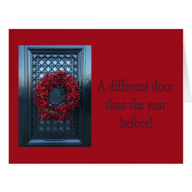 Different door - Christmas wreath new address card (Front Horizontal)