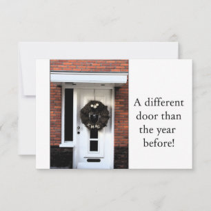 Different door - Christmas wreath new address card