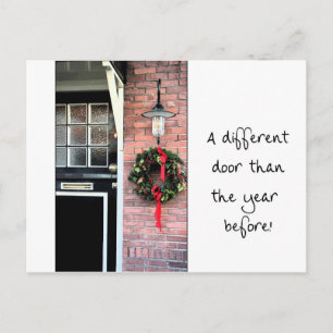 Different door - Christmas wreath new address card