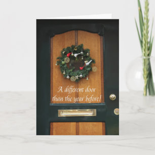 Different door - Christmas wreath new address card
