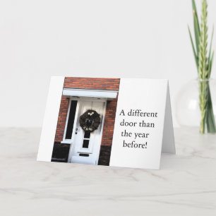 Different door - Christmas wreath new address card